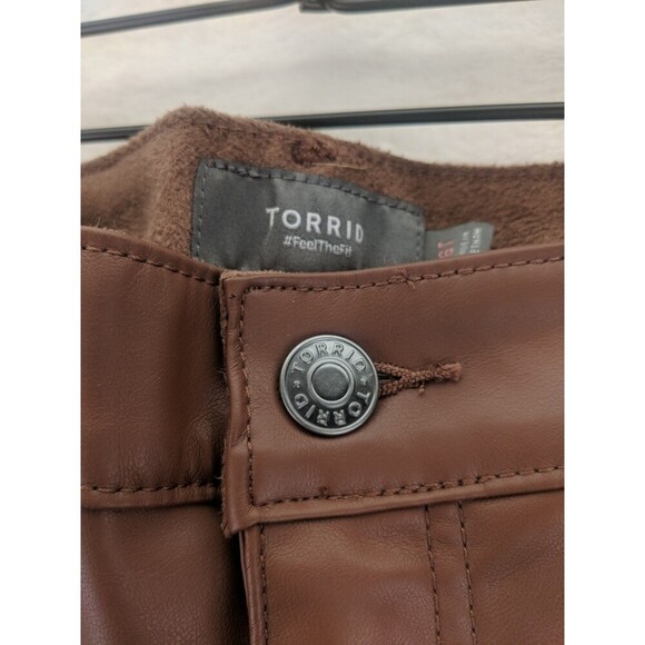 Torrid Perfect Skinny Faux Leather High Rise Pants 16T NWT Root Beer/Brown - Picture 2 of 13